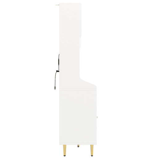 Armário alto para sala 145x39x171 cm - prateleiras ajustáveis, LED, gaveta com garrafeira - branco Armário alto para sala 145x39x171 cm - prateleiras ajustáveis, LED, gaveta com garrafeira - branco