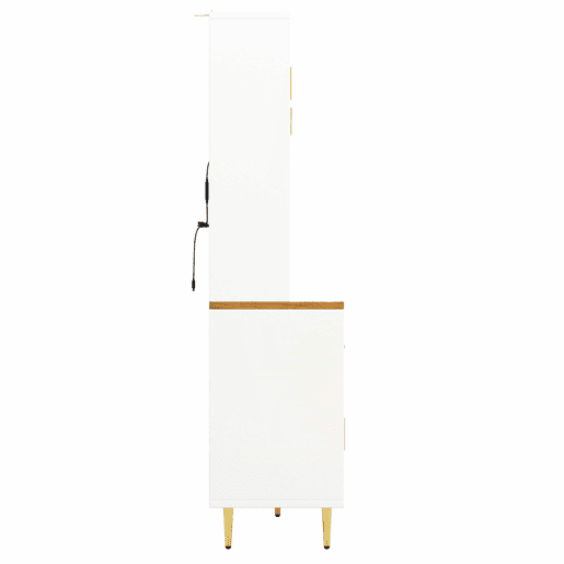 Armário alto para sala 145x24x171 cm - com LED e prateleiras tipo painel perfurado - Branco Armário alto para sala 145x24x171 cm - com LED e prateleiras tipo painel perfurado - Branco