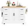 Ilha de cozinha móvel 120x45x91 cm - 2 portas, 6 gavetas, rodas - Branco