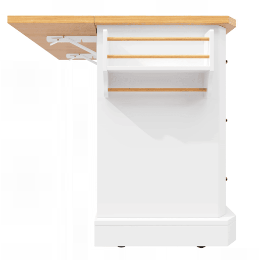 Ilha de cozinha móvel 120x45x91 cm - 2 portas, 6 gavetas, rodas - Branco