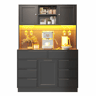 Armário alto moderno 120×40×183,5 cm - LED, 8 gavetas, USB, prateleiras ajustáveis - Preto