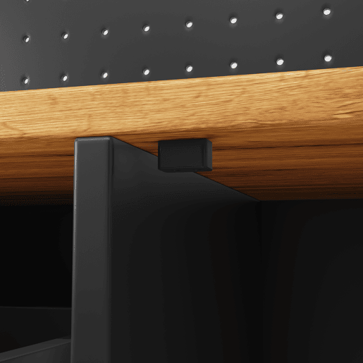Armário alto para sala 145x24x171 cm - com LED e prateleiras perfuradas - preto