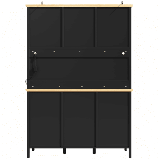 Armário alto 120x40x179 cm - 4 portas, 3 gavetas, LED - Preto Armário alto 120x40x179 cm - 4 portas, 3 gavetas, LED - Preto