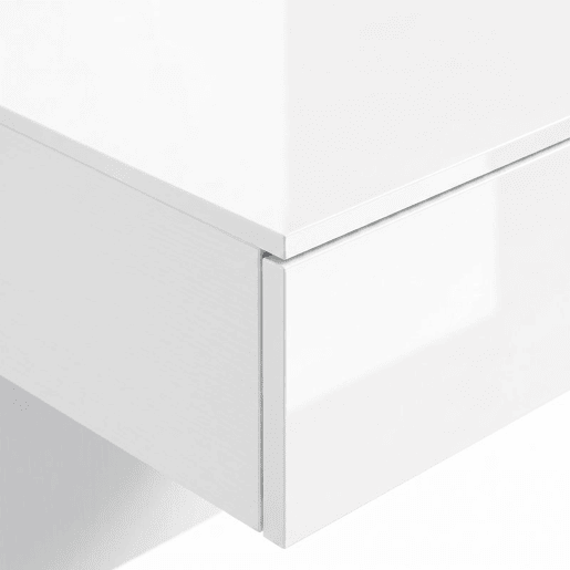 Conjunto de 2 Mesas de Cabeceira Suspensas HOMCOM, Mesa de Cabeceira Moderna com Gaveta de Armazenamento, Mesa Lateral para Quarto, Branco Alto Brilho