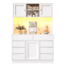 Armário alto moderno 120×40×183,5 cm - LED, 8 gavetas, USB, prateleiras ajustáveis - Branco