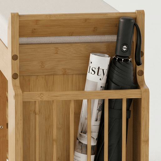 HOMCOM Banco Sapateira Banco de Entrada com Assento Acolchoado Arrumação Lateral Prateleira para Botas Estrutura de Bambu para Entrada Corredor Sala 80x30x50 cm Madeira e Bege HOMCOM Banco Sapateira Banco de Entrada com Assento Acolchoado Arrumação Lateral Prateleira para Botas Estrutura de Bambu para Entrada Corredor Sala 80x30x50 cm Madeira e Bege