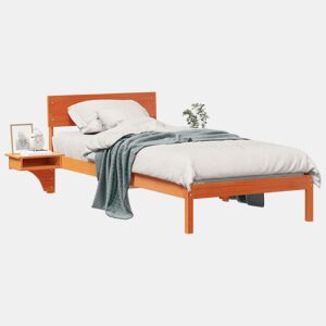 Estrutura de cama de solteiro moderno com cabeceira - Marrom Cera 90 x 200 cm