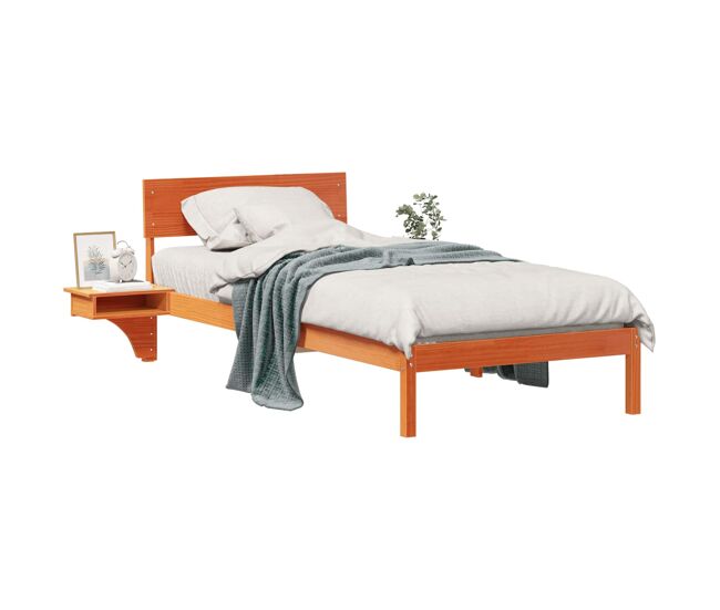 Estructura de cama simple para adultos con cabecera - marrón cera 90 x 200 cm