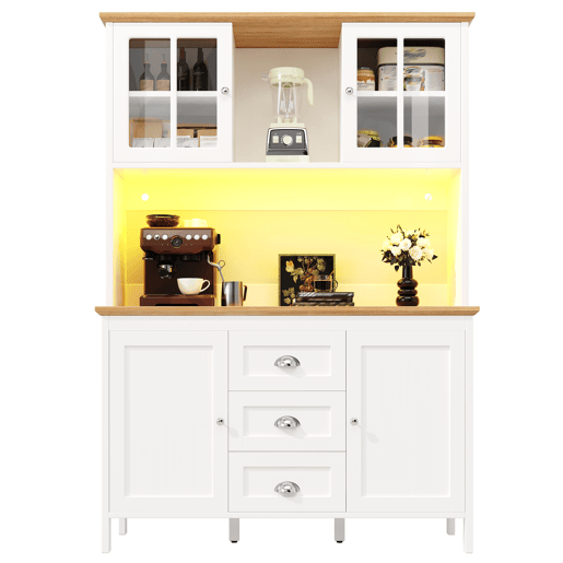 Armário alto 120x40x179 cm - 4 portas, 3 gavetas, LED - Branco Armário alto 120x40x179 cm - 4 portas, 3 gavetas, LED - Branco