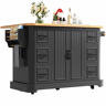 Ilha de cozinha móvel 120x45(75)x91 cm - Com 2 portas e 6 gavetas - Preto