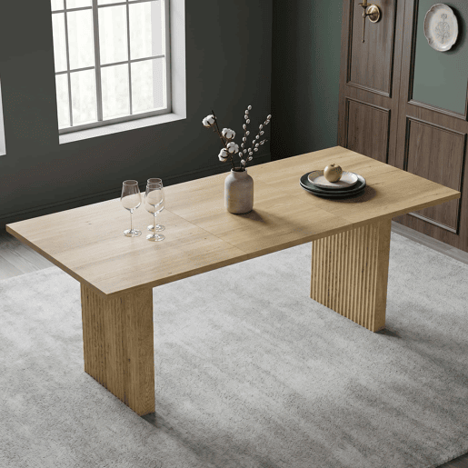 Mesa de jantar extensÃvel 140200 x 90 cm - para 6-8 pessoas, tampo retangular, tampo reforçado, estilo simples - cor carvalho Mesa de jantar extensÃvel 140200 x 90 cm - para 6-8 pessoas, tampo retangular, tampo reforçado, estilo simples - cor carvalho