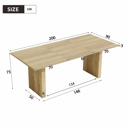 Mesa de jantar extensÃvel 140200 x 90 cm - para 6-8 pessoas, tampo retangular, tampo reforçado, estilo simples - cor carvalho Mesa de jantar extensÃvel 140200 x 90 cm - para 6-8 pessoas, tampo retangular, tampo reforçado, estilo simples - cor carvalho