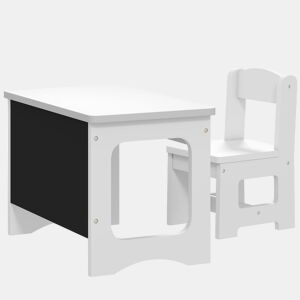 AIYAPLAY Mesa Infantil com Cadeira, Tampo Reversível, Mesa e Cadeira Infantil com Lousa para Desenho, para Crianças dos 3 aos 6 Anos, para Estudo, Jardim de Infância, Escolas, Branco