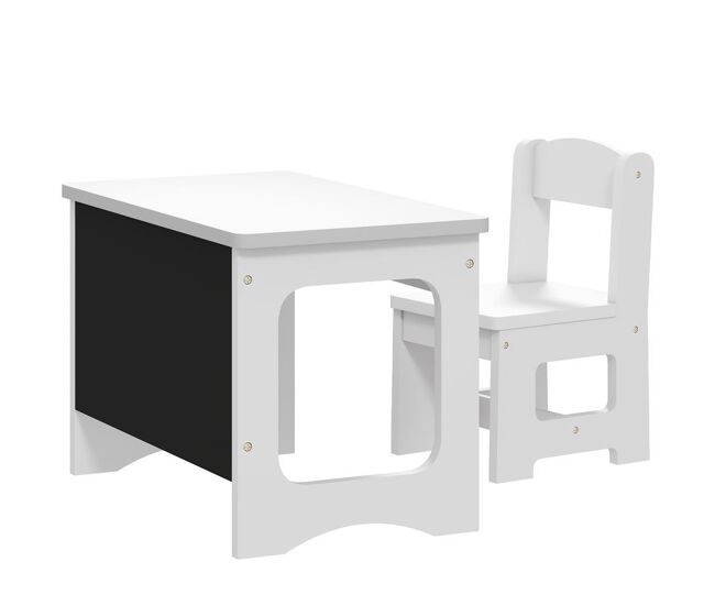 Aiyaplay mesa infantil con silla, tablero reversible, mesa y silla infantil con pizarra para dibujo, para niños y niñas de 3-6 años, para estudio, guardería, aulas, blanco