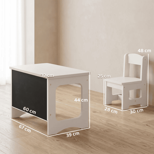 AIYAPLAY Mesa Infantil com Cadeira, Tampo Reversível, Mesa e Cadeira Infantil com Lousa para Desenho, para Crianças dos 3 aos 6 Anos, para Estudo, Jardim de Infância, Escolas, Branco AIYAPLAY Mesa Infantil com Cadeira, Tampo Reversível, Mesa e Cadeira Infantil com Lousa para Desenho, para Crianças dos 3 aos 6 Anos, para Estudo, Jardim de Infância, Escolas, Branco