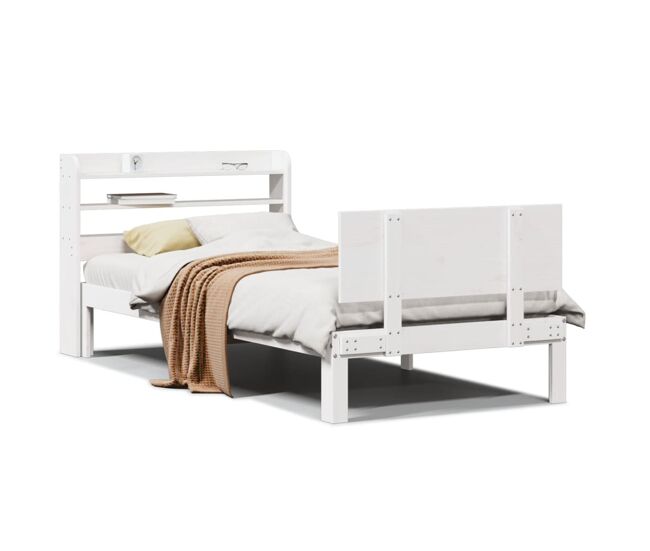 Estructura de cama individual para adultos con cabecero blanco 90x200 cm