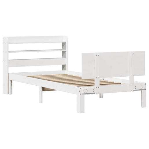Estrutura de cama de solteiro para adultos c cabeceira 90x200 cm branco Estrutura de cama de solteiro para adultos c cabeceira 90x200 cm branco