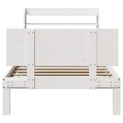 Estrutura de cama de solteiro para adultos c cabeceira 90x200 cm branco Estrutura de cama de solteiro para adultos c cabeceira 90x200 cm branco