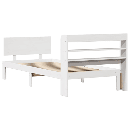Estrutura de cama de solteiro para adultos c cabeceira 90x200 cm branco Estrutura de cama de solteiro para adultos c cabeceira 90x200 cm branco