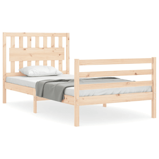 Estrutura de cama de solteiro para adultos com cabeceira 100x200 cm madeira maciça Estrutura de cama de solteiro para adultos com cabeceira 100x200 cm madeira maciça
