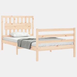 Estrutura de cama de solteiro para adultos com cabeceira 100x200 cm madeira maciça