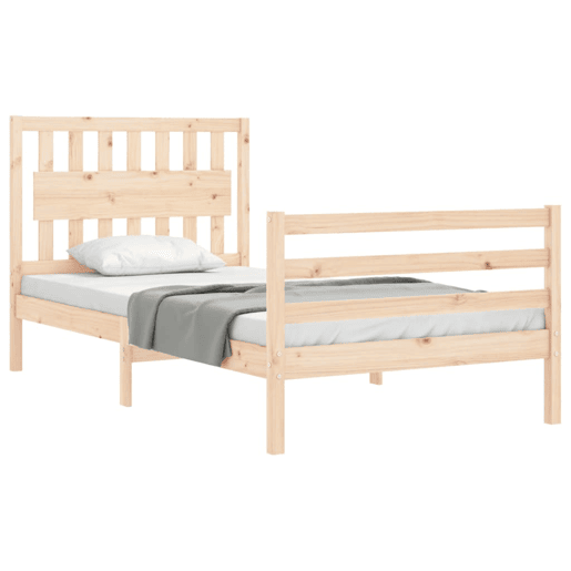 Estrutura de cama de solteiro para adultos com cabeceira 100x200 cm madeira maciça Estrutura de cama de solteiro para adultos com cabeceira 100x200 cm madeira maciça