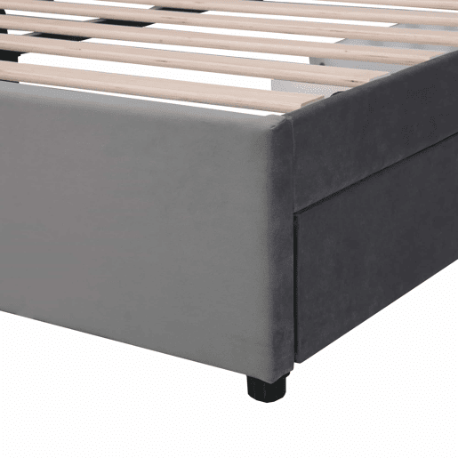Cama 140x200cm com 2 gavetas - estofo em veludo - estilo moderno - Cinzento