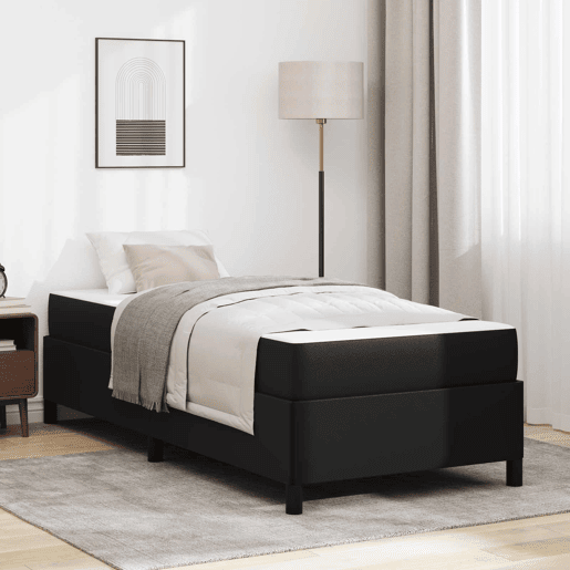 Estrutura de cama de solteiro para adultos com colchão Preto 90 x 190 cm tecido