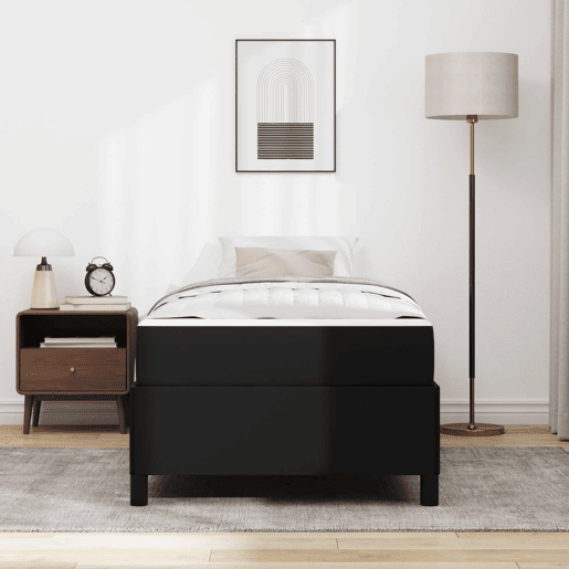 Estrutura de cama de solteiro para adultos com colchão Preto 90 x 190 cm tecido