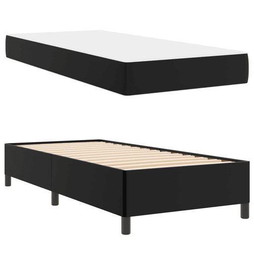 Estrutura de cama de solteiro para adultos com colchão Preto 90 x 190 cm tecido