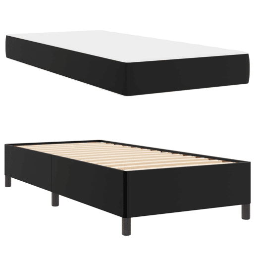 Estrutura de cama de solteiro para adultos com colchão Preto 90 x 190 cm tecido