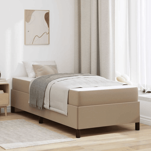 Estrutura de cama de solteiro para adultos com colchão Cappuccino 90 x 200 cm tecido Estrutura de cama de solteiro para adultos com colchão Cappuccino 90 x 200 cm tecido