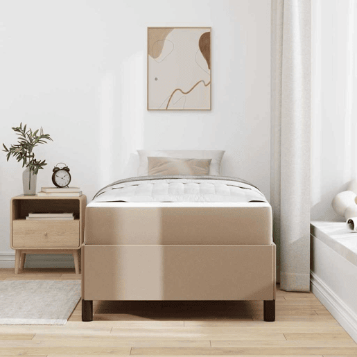 Estrutura de cama de solteiro para adultos com colchão Cappuccino 90 x 200 cm tecido Estrutura de cama de solteiro para adultos com colchão Cappuccino 90 x 200 cm tecido