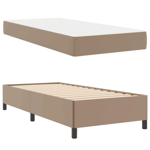 Estrutura de cama de solteiro para adultos com colchão Cappuccino 90 x 200 cm tecido Estrutura de cama de solteiro para adultos com colchão Cappuccino 90 x 200 cm tecido