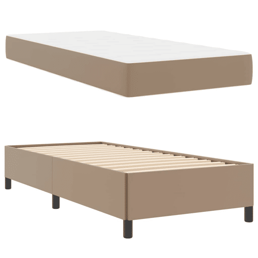 Estrutura de cama de solteiro para adultos com colchão Cappuccino 90 x 200 cm tecido Estrutura de cama de solteiro para adultos com colchão Cappuccino 90 x 200 cm tecido