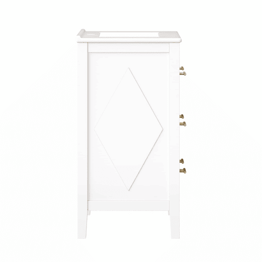 Móvel de lavatório de 81 x 46,5 cm - 3 gavetas de estilo retro, lavatório em cerâmica, sistema de fecho suave, independente, puxadores metálicos - branco