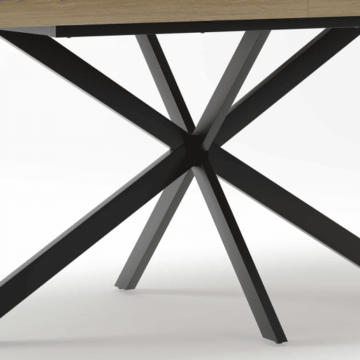 Mesa de jantar extensível 140-180 cm - estilo retro, arrumação oculta, placa central em relevo - Natural Mesa de jantar extensível 140-180 cm - estilo retro, arrumação oculta, placa central em relevo - Natural