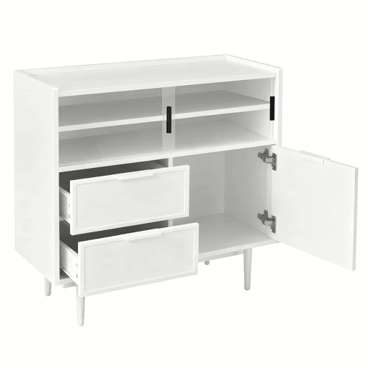 Armário de casa de banho de 80 cm - com faixa de luz, porta de vidro - branco
