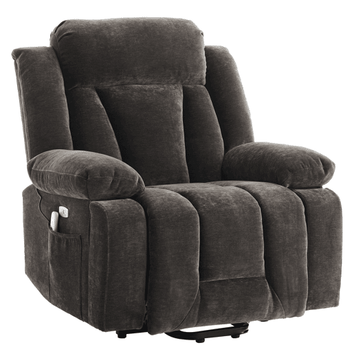 Poltrona de massagem elétrica 95x94x107cm - reclinável com aquecimento e função elevadora - cinza