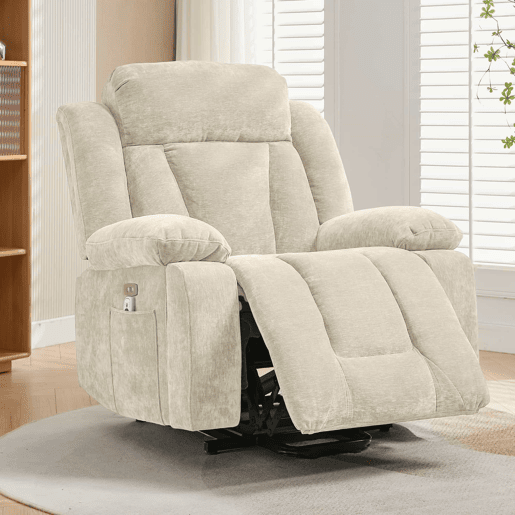 Poltrona de massagem 95x94x107cm - Elétrica, 8 pontos, aquecimento, reclinável, USB - Castanha