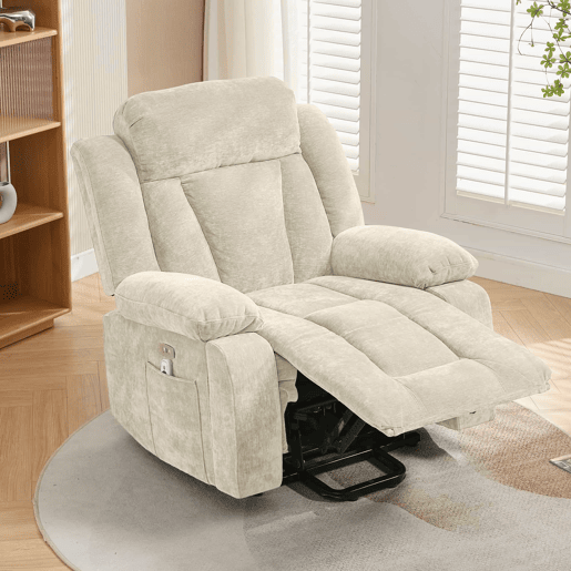 Poltrona de massagem 95x94x107cm - Elétrica, 8 pontos, aquecimento, reclinável, USB - Castanha