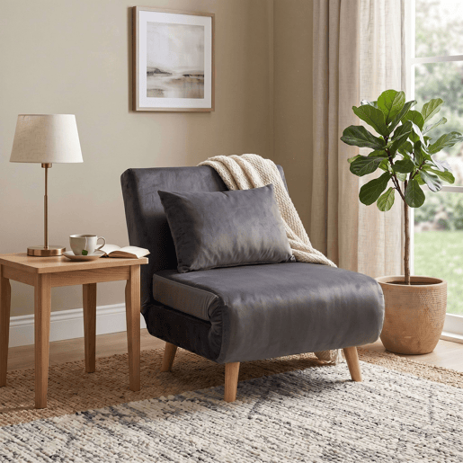 Sofá-cama Nordic Lite, poltrona conversível com abertura Click-Clack, cinza escuro