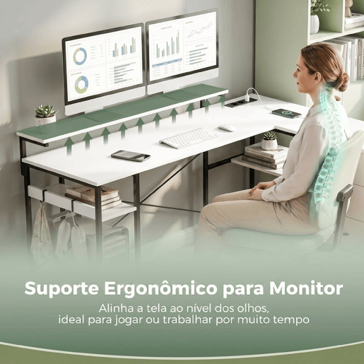 HOMCOM Secretária em L com Tomadas Integradas, 155 cm Secretária de Canto Reversível com 4 Gavetas de Tecido, Suporte para PC e 2 Ganchos, Mesa Moderna de Escrita para Escritório em Casa, Branco HOMCOM Secretária em L com Tomadas Integradas, 155 cm Secretária de Canto Reversível com 4 Gavetas de Tecido, Suporte para PC e 2 Ganchos, Mesa Moderna de Escrita para Escritório em Casa, Branco