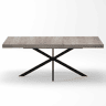 Mesa de jantar extensível 140-180 cm - estilo retro, retangular, arrumação oculta, tampo em madeira natural, placa central a condizer - Cinza