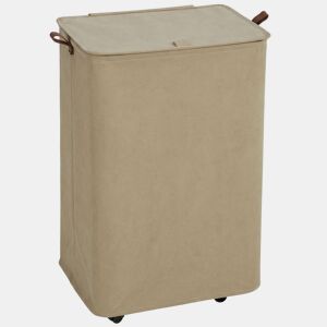 HOMCOM Cesto de Roupa Suja com Tampa e Rodas, 50L, Cesto de Roupa Dobrável com Bolsa com Cordão Removível e Lavável, para Lavandaria, Quarto, Casa de Banho, 40x30x65 cm, Castanho