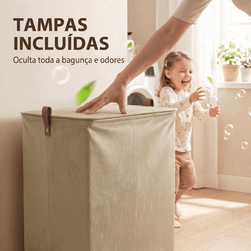 HOMCOM Cesto de Roupa Suja com Tampa e Rodas, 50L, Cesto de Roupa Dobrável com Bolsa com Cordão Removível e Lavável, para Lavandaria, Quarto, Casa de Banho, 40x30x65 cm, Castanho