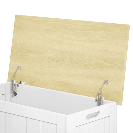HOMCOM Baú de Arrumação para Quarto 90 L Banco de Arrumação com Tampa Baú Versátil com Dobradiça de Segurança para Corredor e Sala 80,5x40x46,4 cm Madeira e Branco HOMCOM Baú de Arrumação para Quarto 90 L Banco de Arrumação com Tampa Baú Versátil com Dobradiça de Segurança para Corredor e Sala 80,5x40x46,4 cm Madeira e Branco