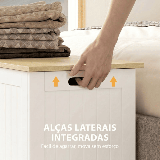 HOMCOM Baú de Arrumação para Quarto 90 L Banco de Arrumação com Tampa Baú Versátil com Dobradiça de Segurança para Corredor e Sala 80,5x40x46,4 cm Madeira e Branco HOMCOM Baú de Arrumação para Quarto 90 L Banco de Arrumação com Tampa Baú Versátil com Dobradiça de Segurança para Corredor e Sala 80,5x40x46,4 cm Madeira e Branco