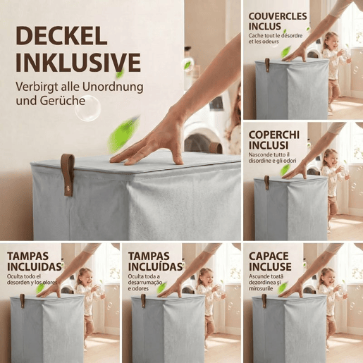 HOMCOM Cesto de Roupa Suja com Tampa e Rodas, 50L, Cesto Dobrável com Saco com Cordão Removível e Lavável, para Lavandaria, Quarto e Casa de Banho, 40x30x65 cm, Cinzento