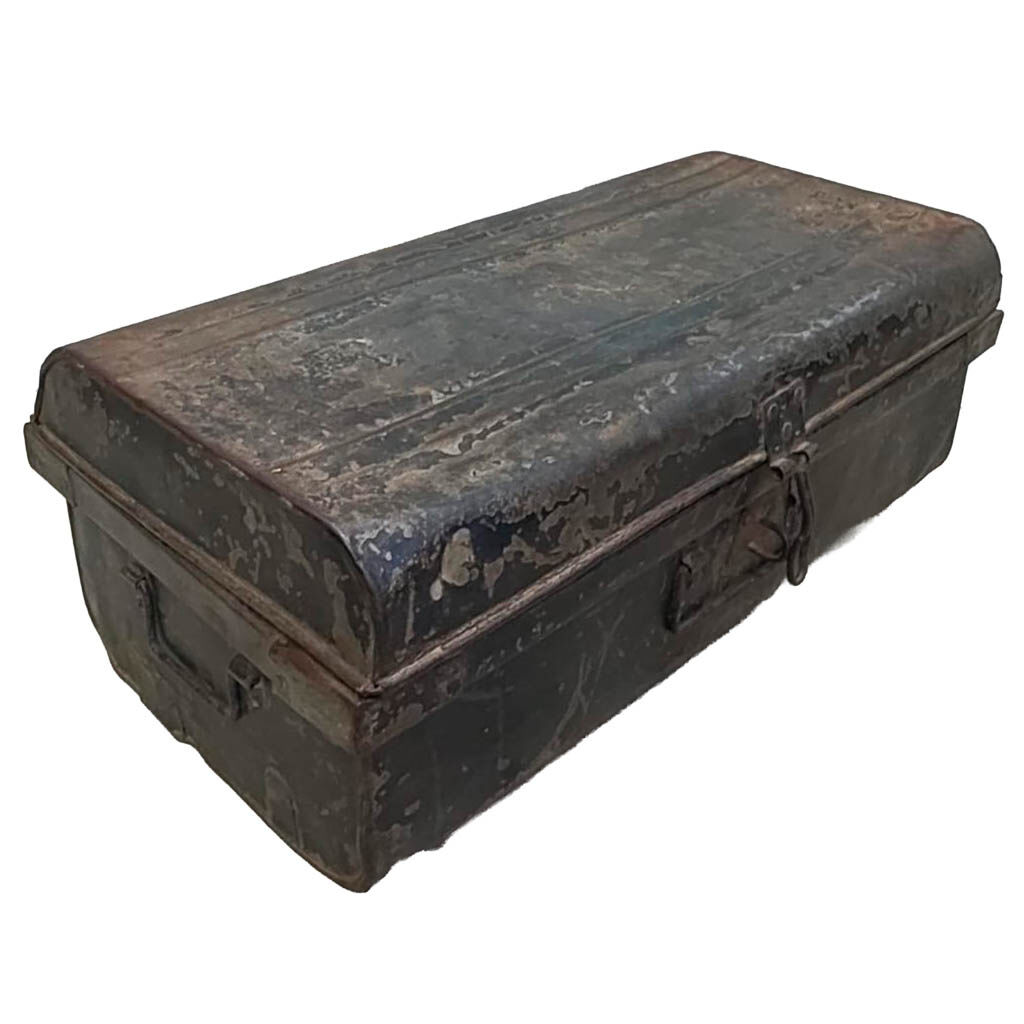 Maleta de metal acabado artesanal marrón 67x37x25h cm